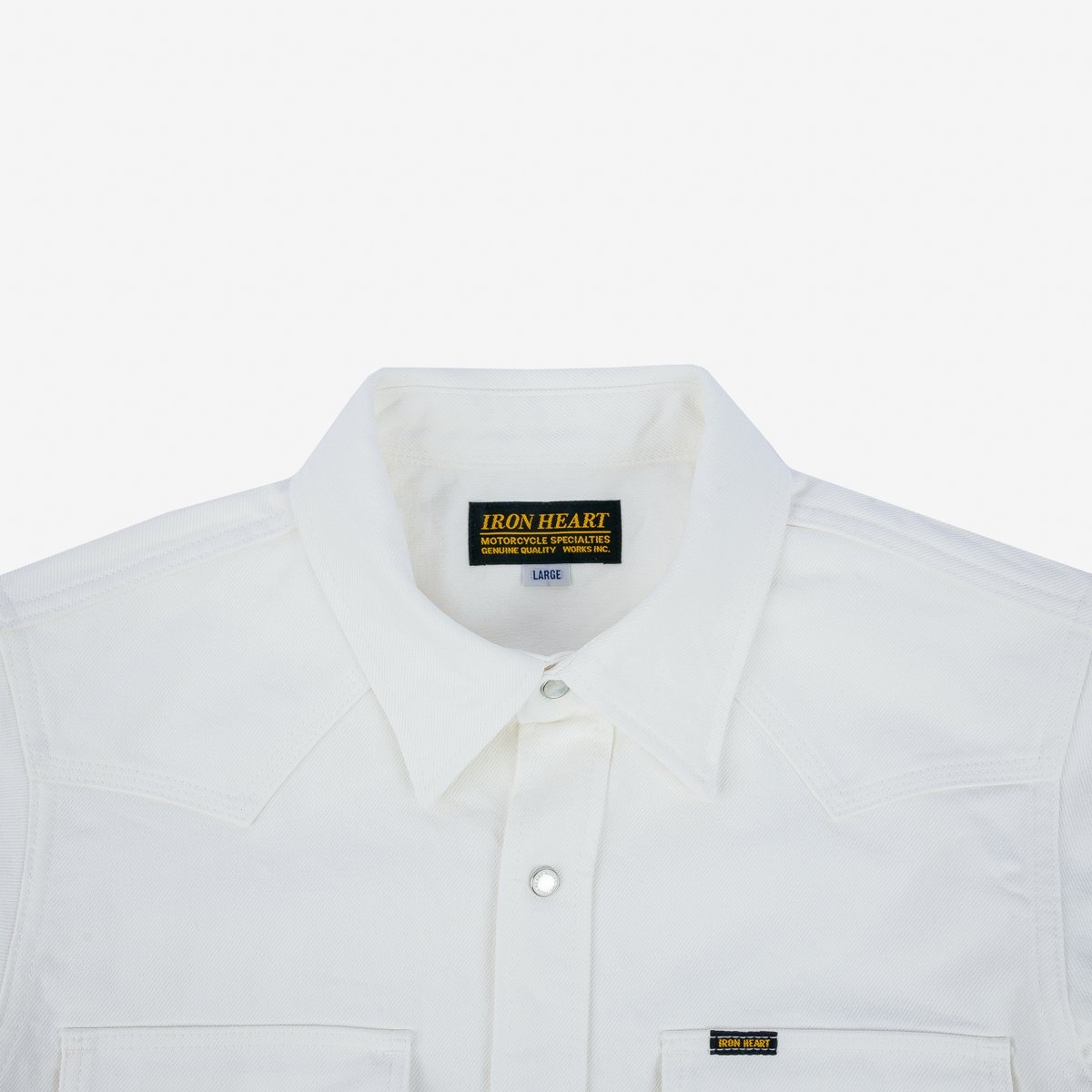 IHSH-384-WHT 13.5oz Denim Western Shirt - White - 8