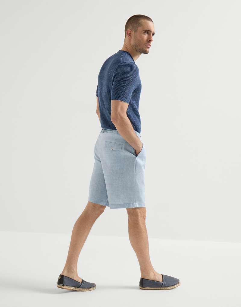 Linen and virgin wool chevron Bermuda shorts 5