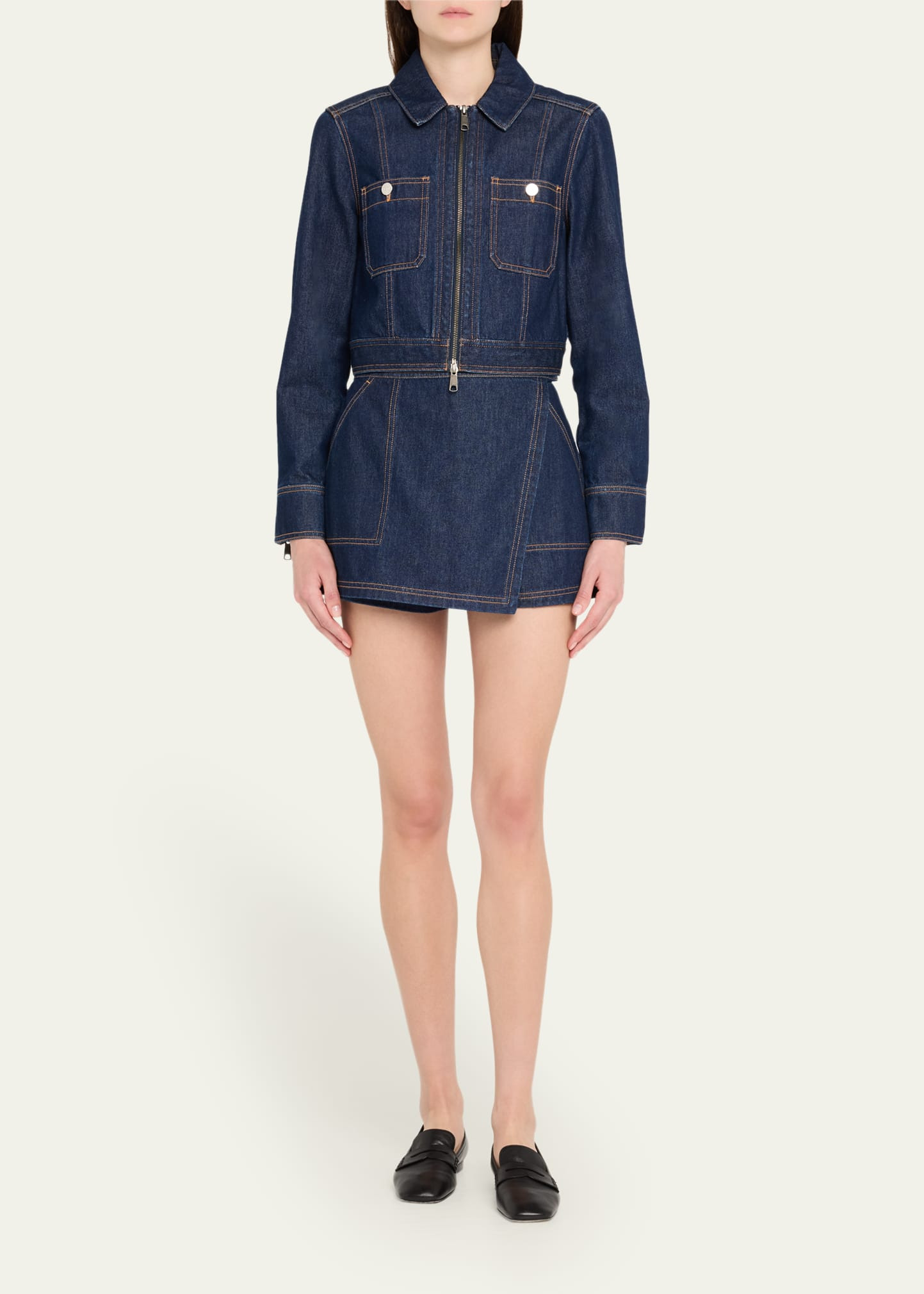 Patty Fitted Zip-Front Denim Jacket - 2