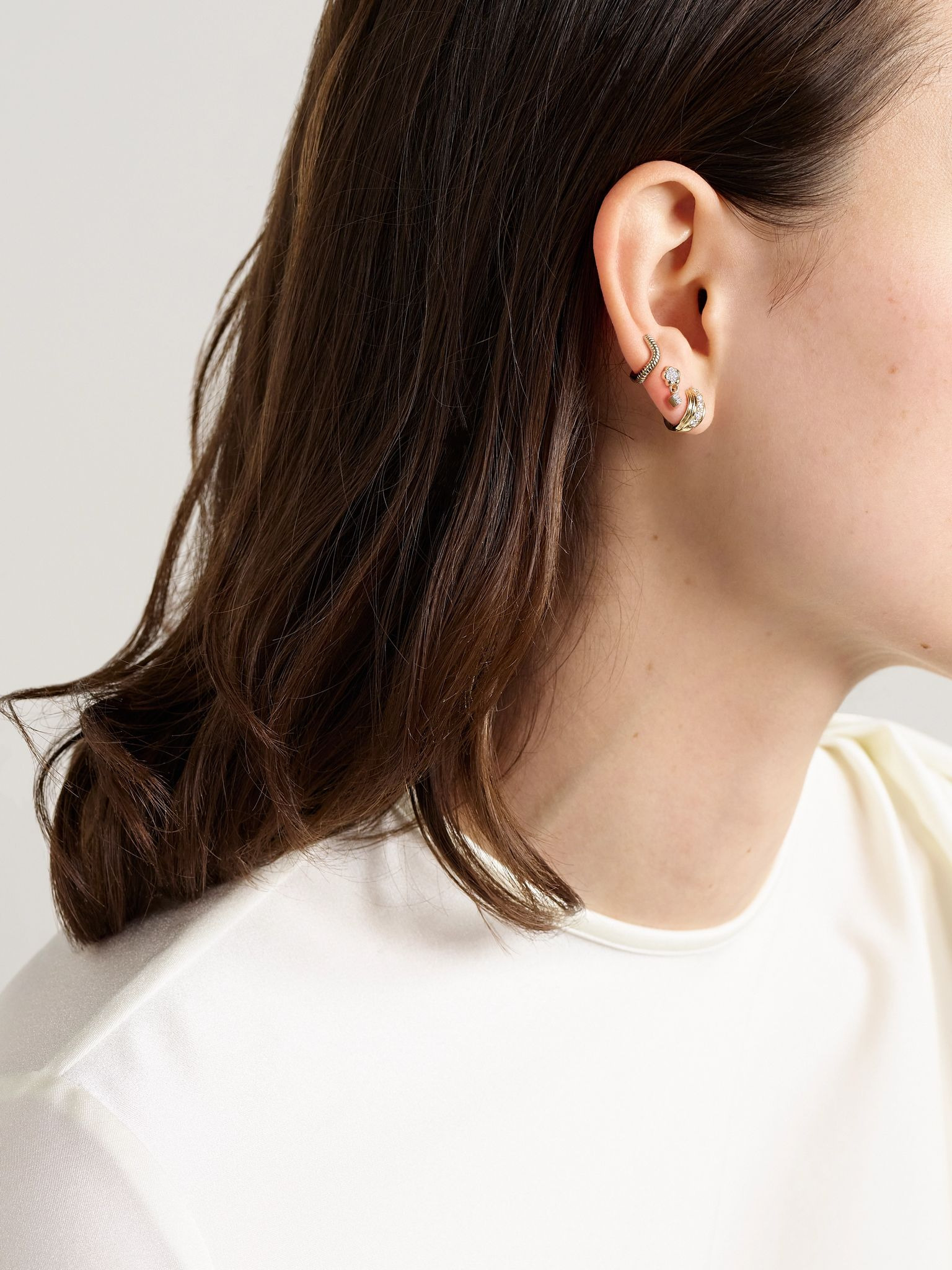 Boulevard 14-karat gold diamond hoop earrings Gold - 4