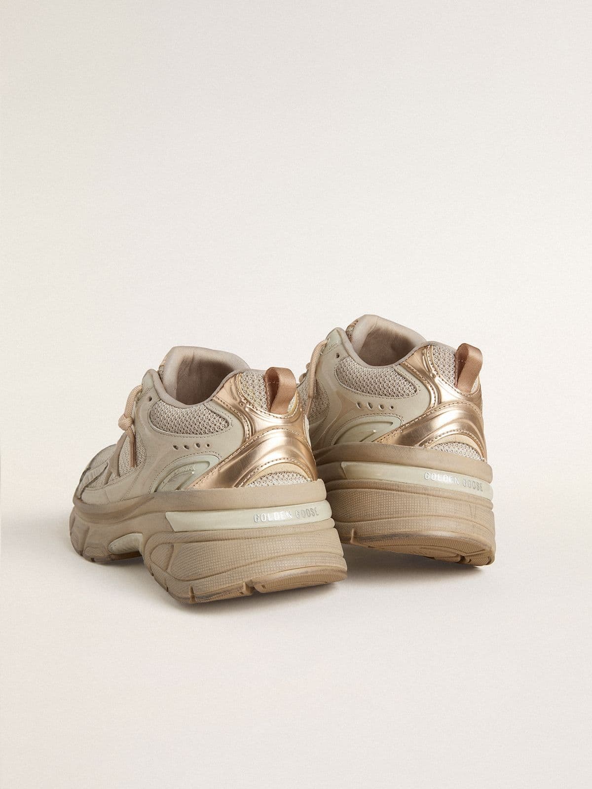Women’s Lightstar in dove-gray leather and mesh with beige TPU star - 5