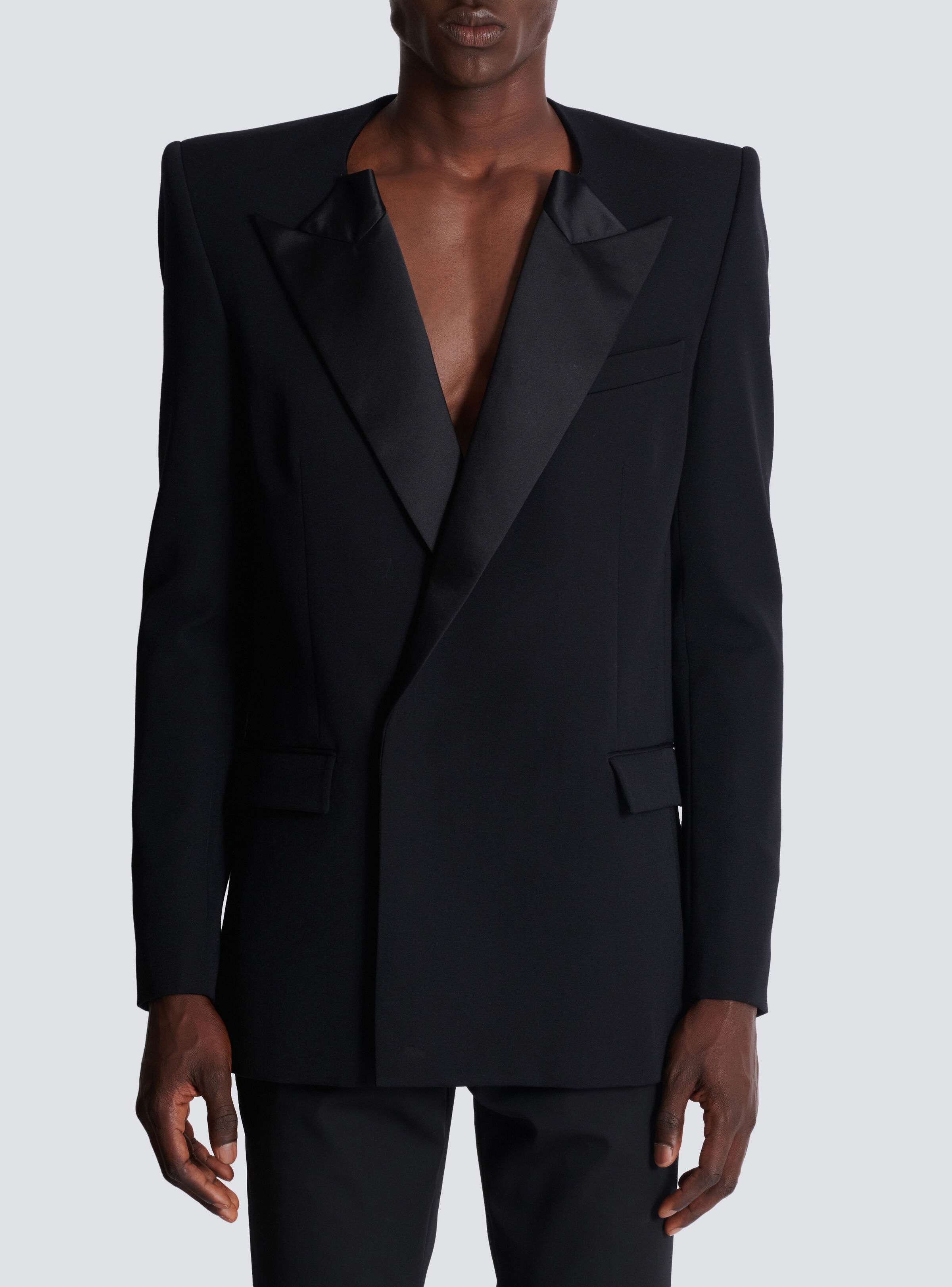 Grain de poudre jacket with satin lapels - 5