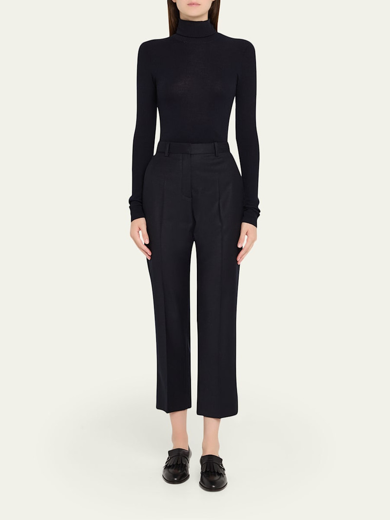 Loro Piana Dermot Wool-Cashmere Flannel Straight-Leg Ankle Pants outlook