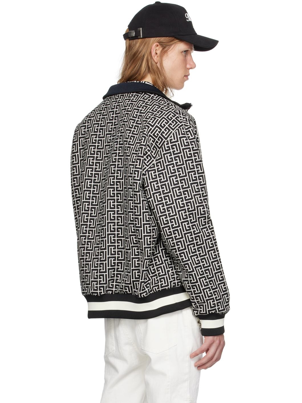 Black & Off-White Monogram Reversible Bomber Jacket - 3