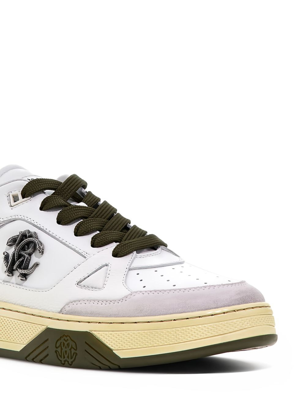 logo-plaque leather sneakers - 4