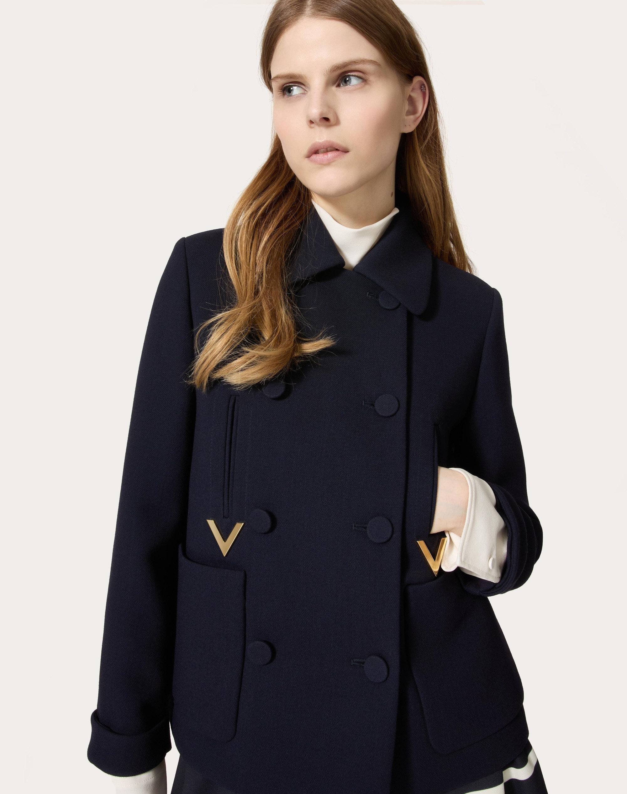 TEXTURE DOUBLE CREPE PEACOAT - 5