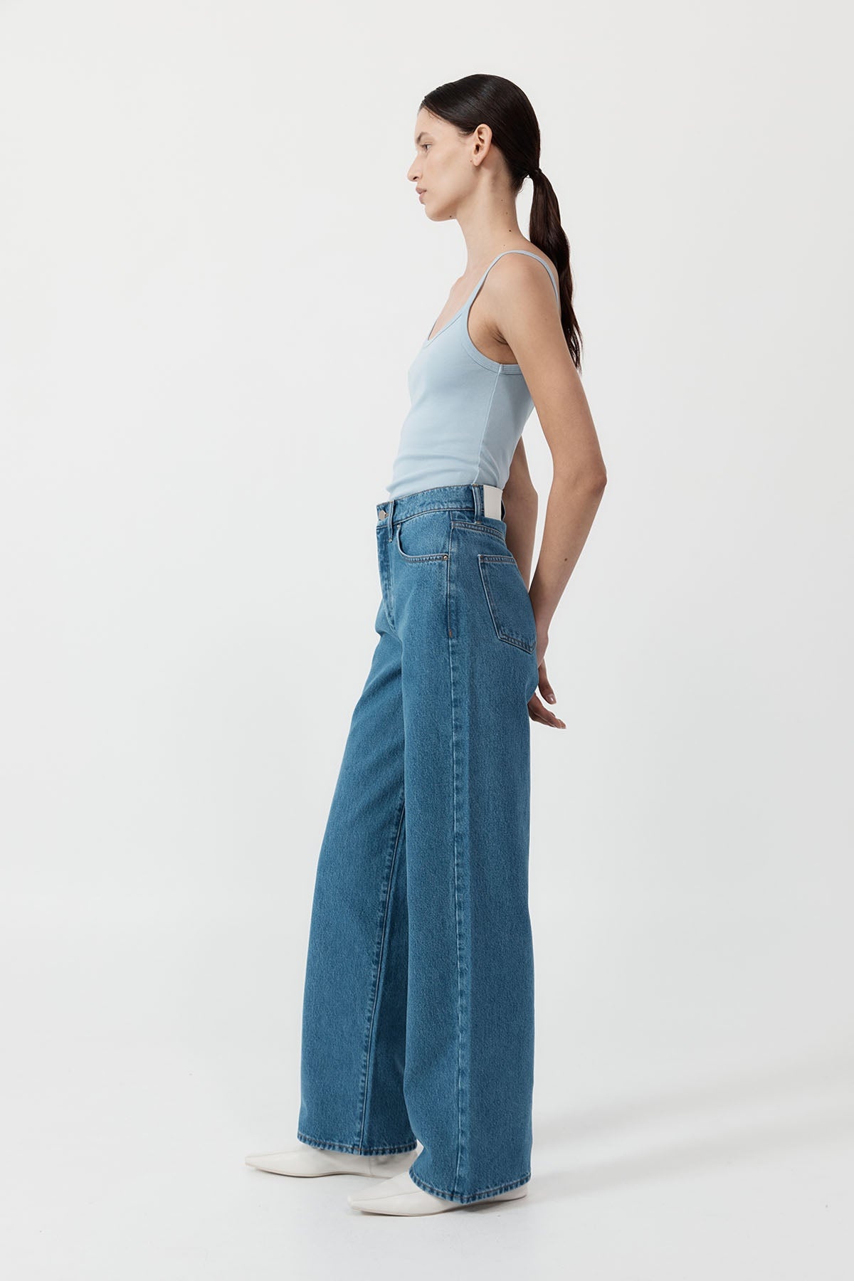 Mid Rise Wide Leg - Denim Blue - 3