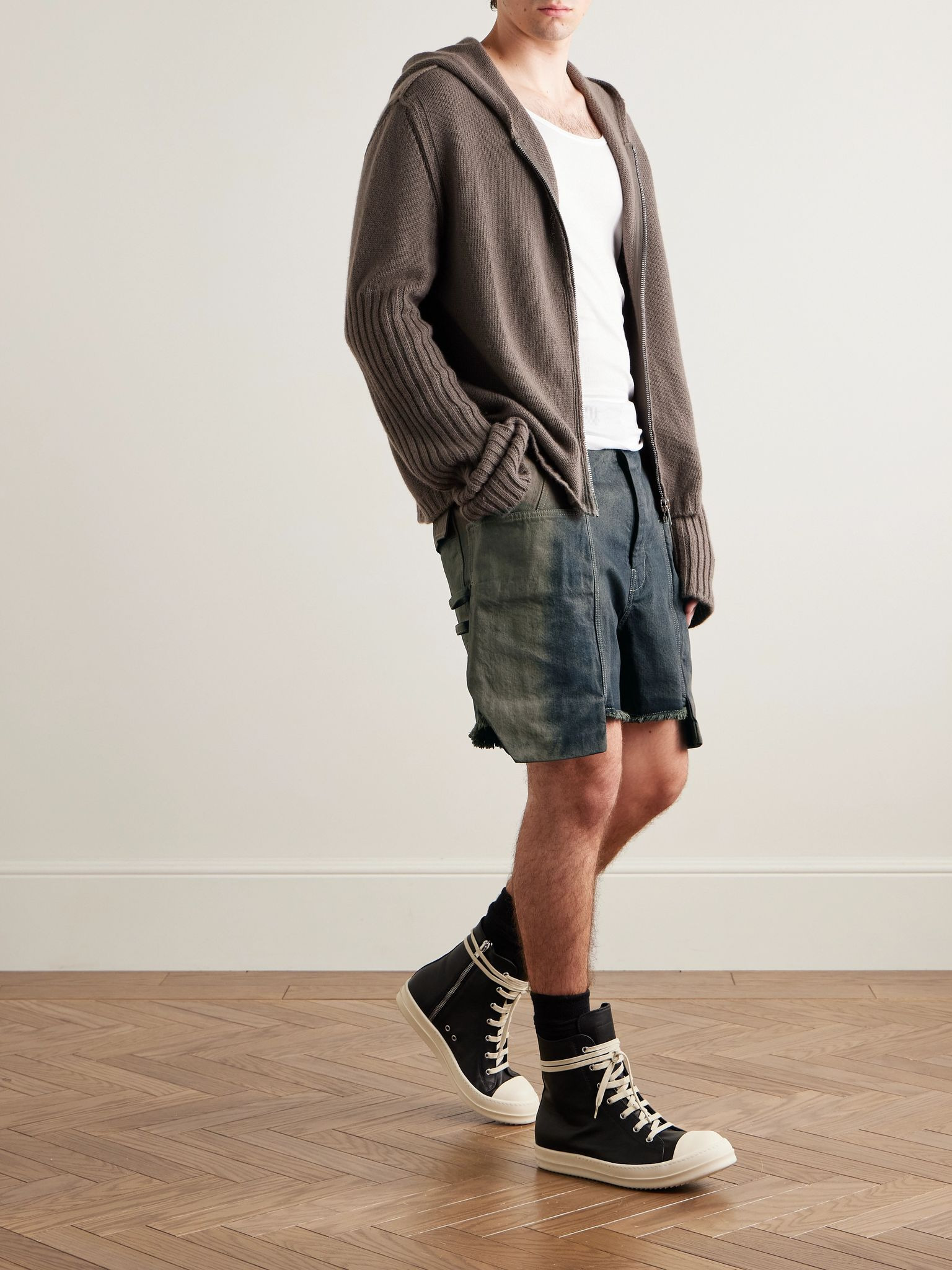 Stefan Straight-Leg Distressed Denim Cargo Shorts Blue - 2