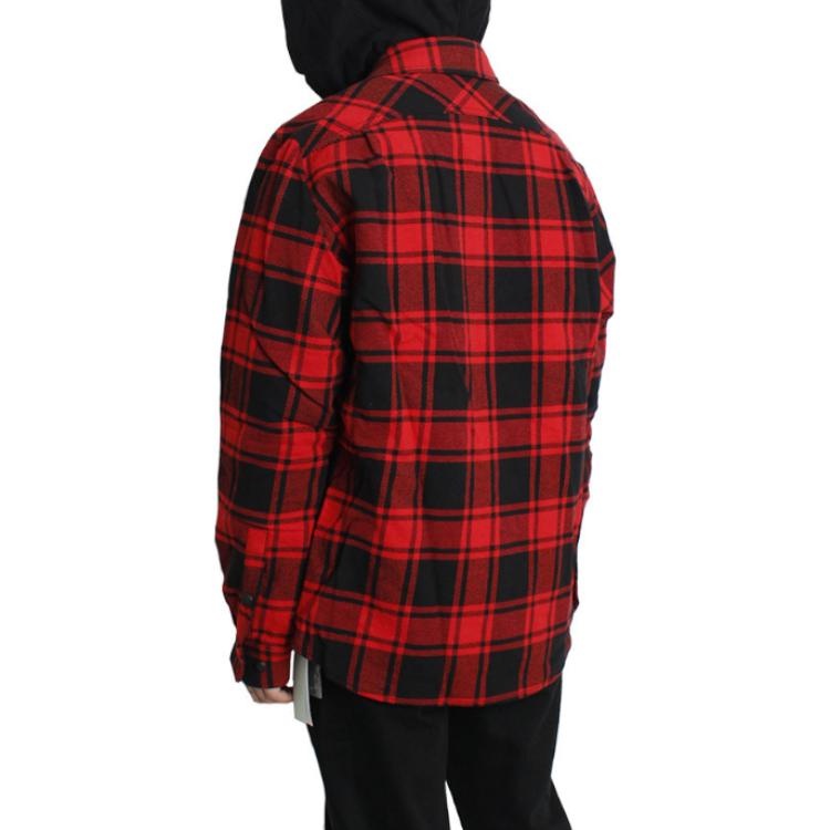 Off-White Plaid Splicing hooded Shirt Red Black Plaid 'Red Black' OMGA061E18A270012000 - 4