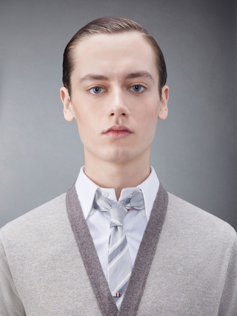 Cashmere 팁 4 바 V 목 카디건 7