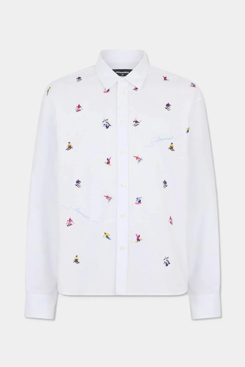SKIERS EMBROIDERED BOXY SHIRT - 1