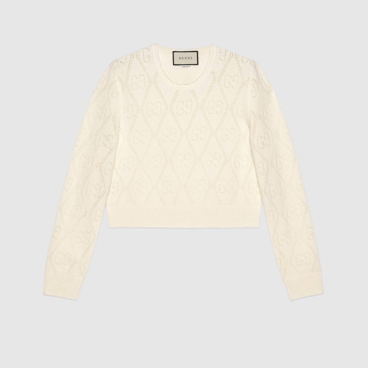 GG perforated wool crop sweater - 1