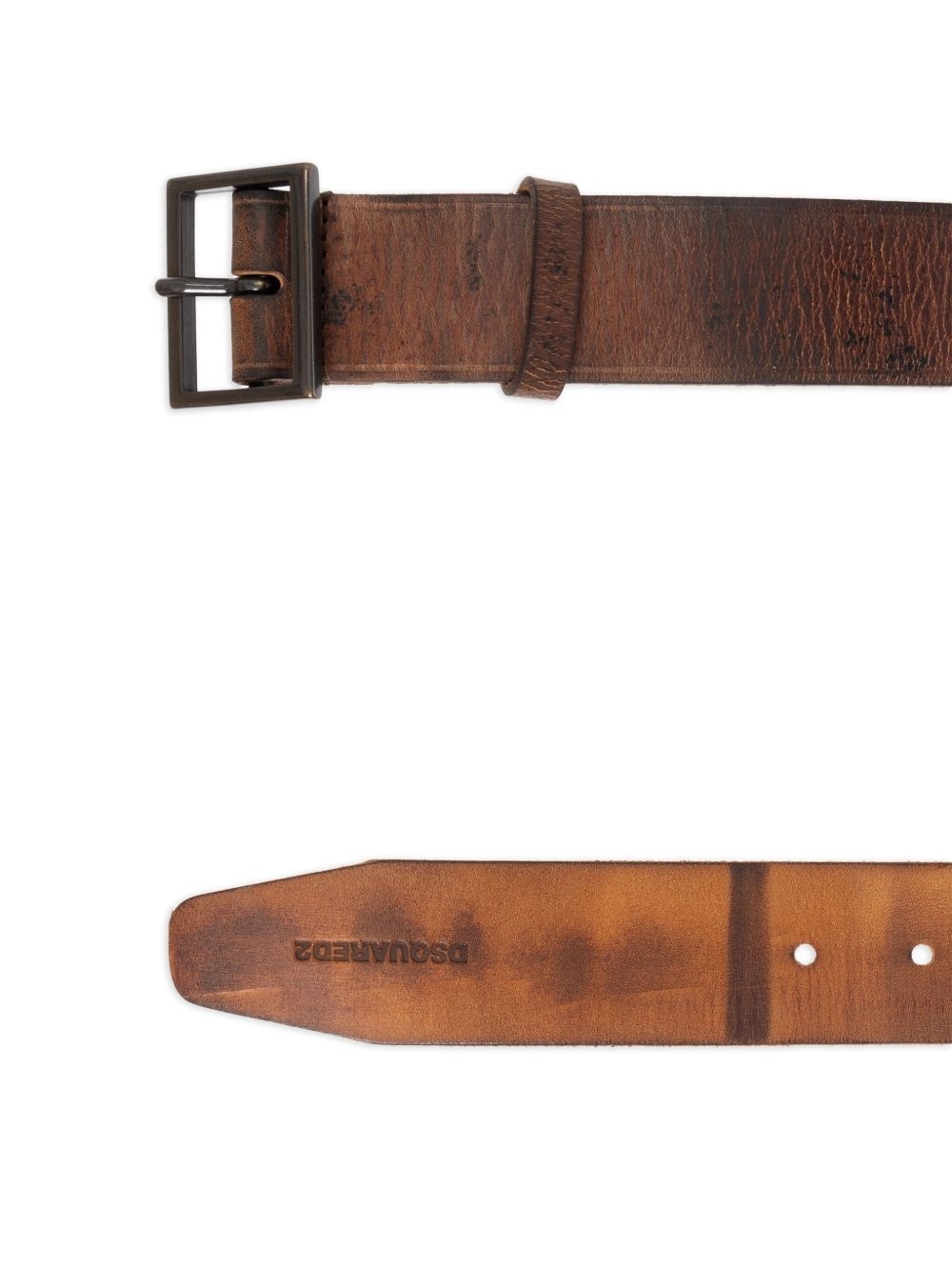 distressed leather belt - 3