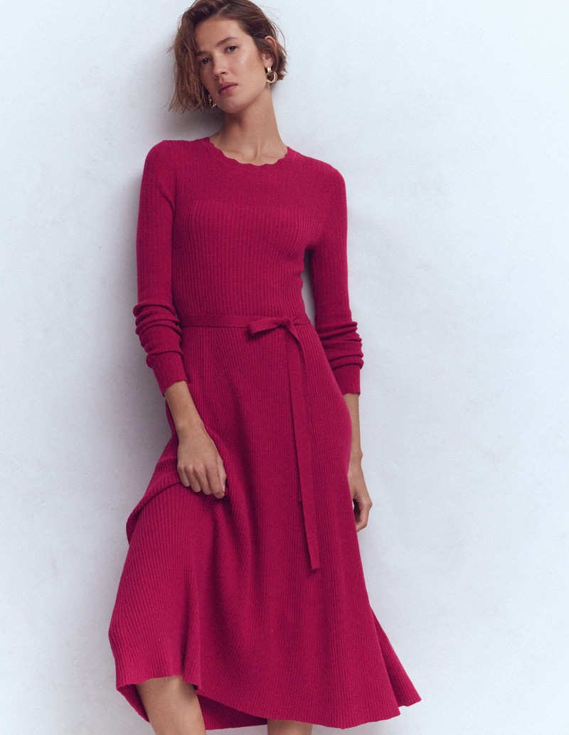 Isobel Knitted Midi Dress-Pomegranate 3