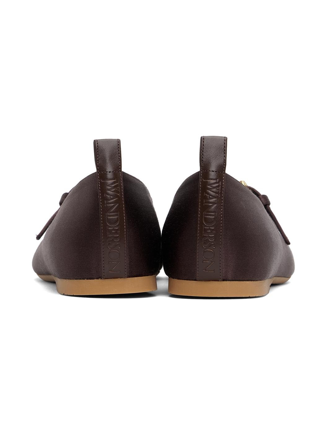 Brown Satin Ballerina Flats - 2