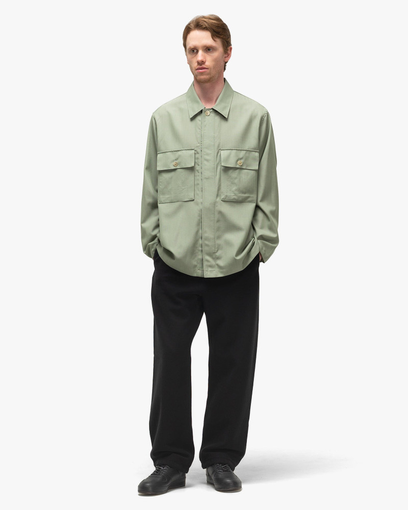AURALEE Wool Herringbone Over Shirt Olive outlook
