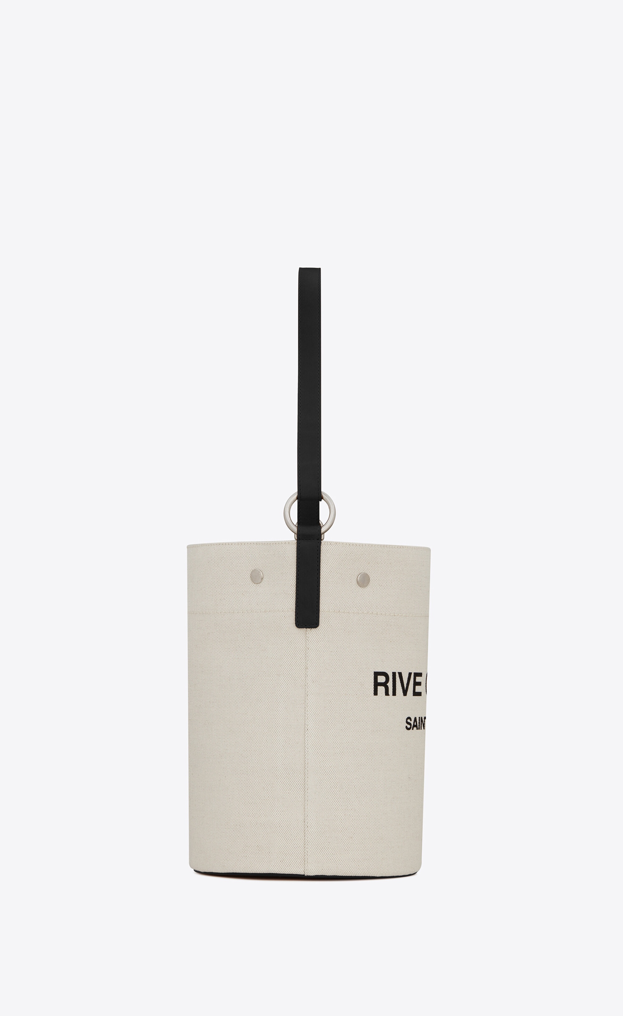 rive gauche bucket bag in linen - 5