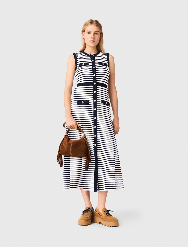 maje Breton stripe knit maxi dress outlook