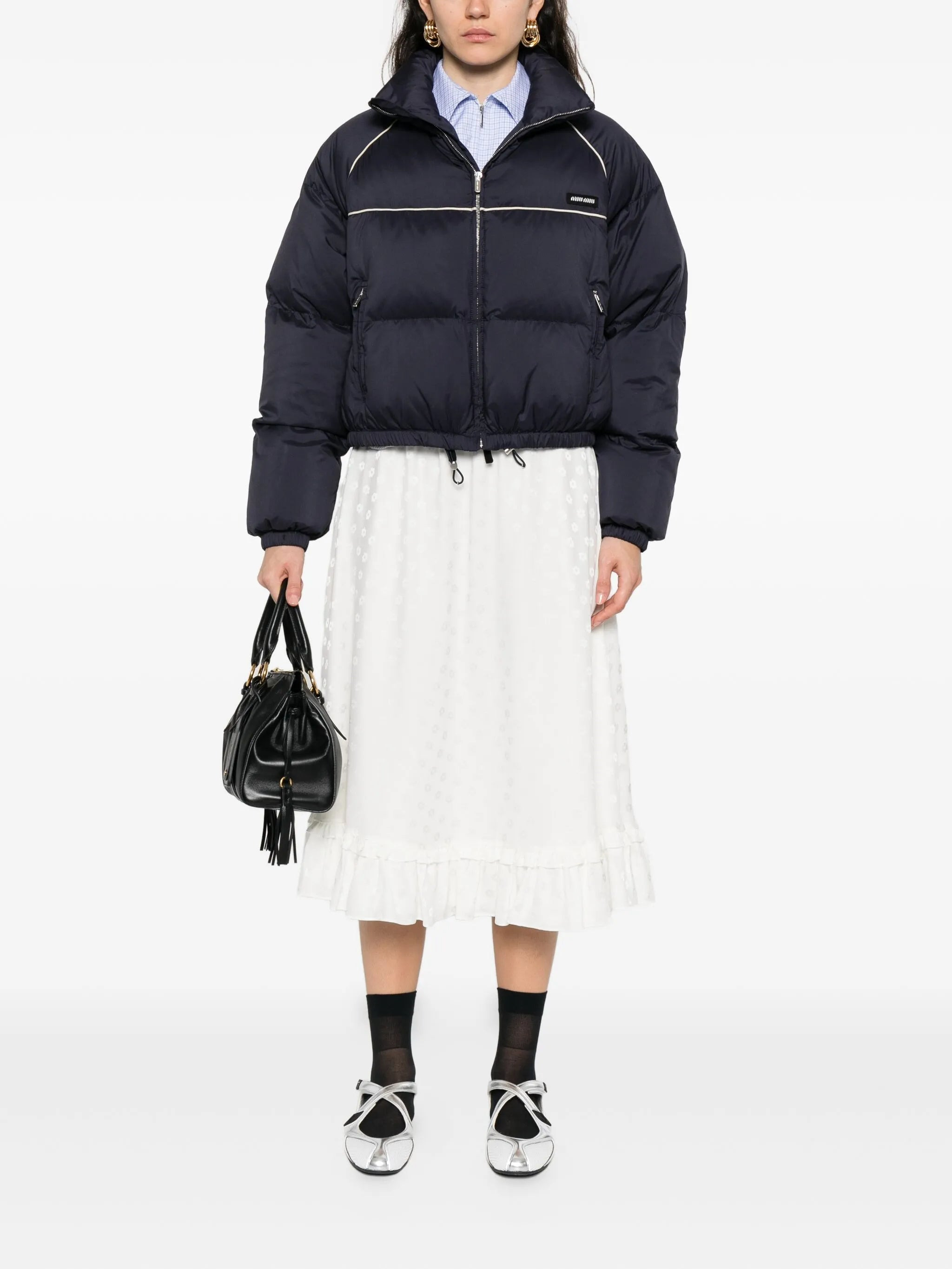 Miu Miu Panelled Cropped Puffer Jacket - 5