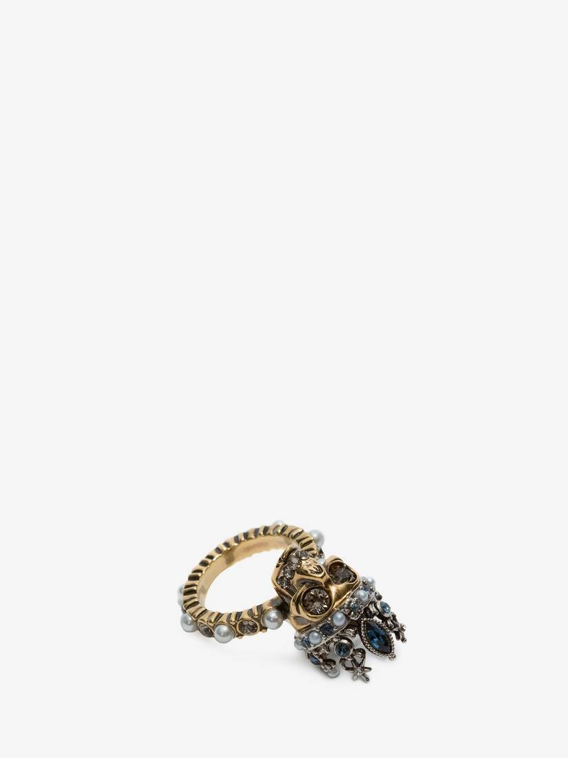 Queen Skull Ring in Antique Gold - 4