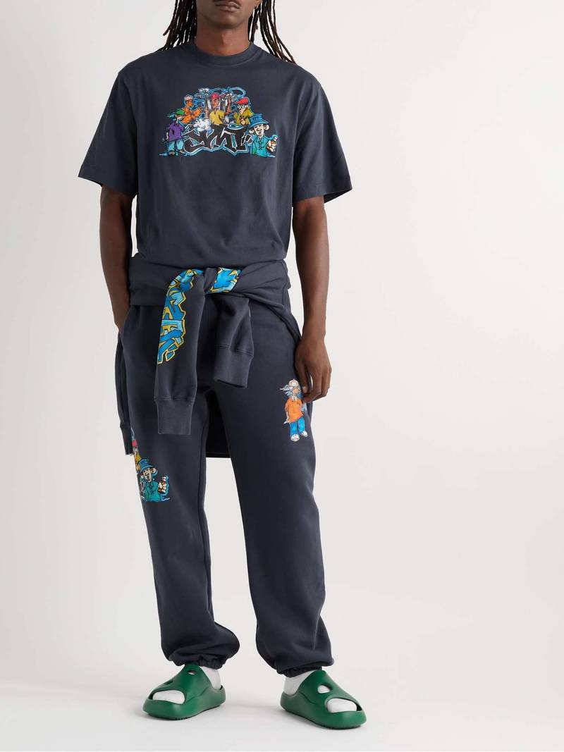 Off-White Graff Pupp Embroidered Printed Cotton-Jersey Sweatpants outlook