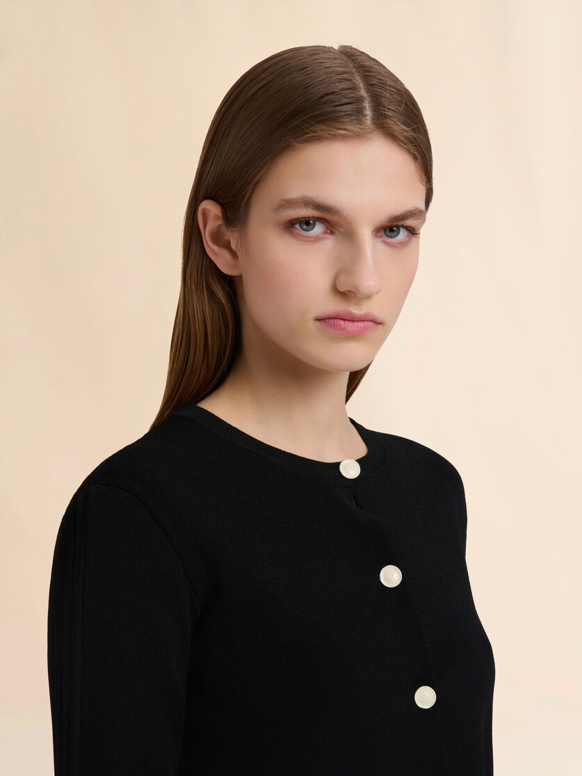 BLACK VISCOSE HALF-AND-HALF CARDIGAN - 4