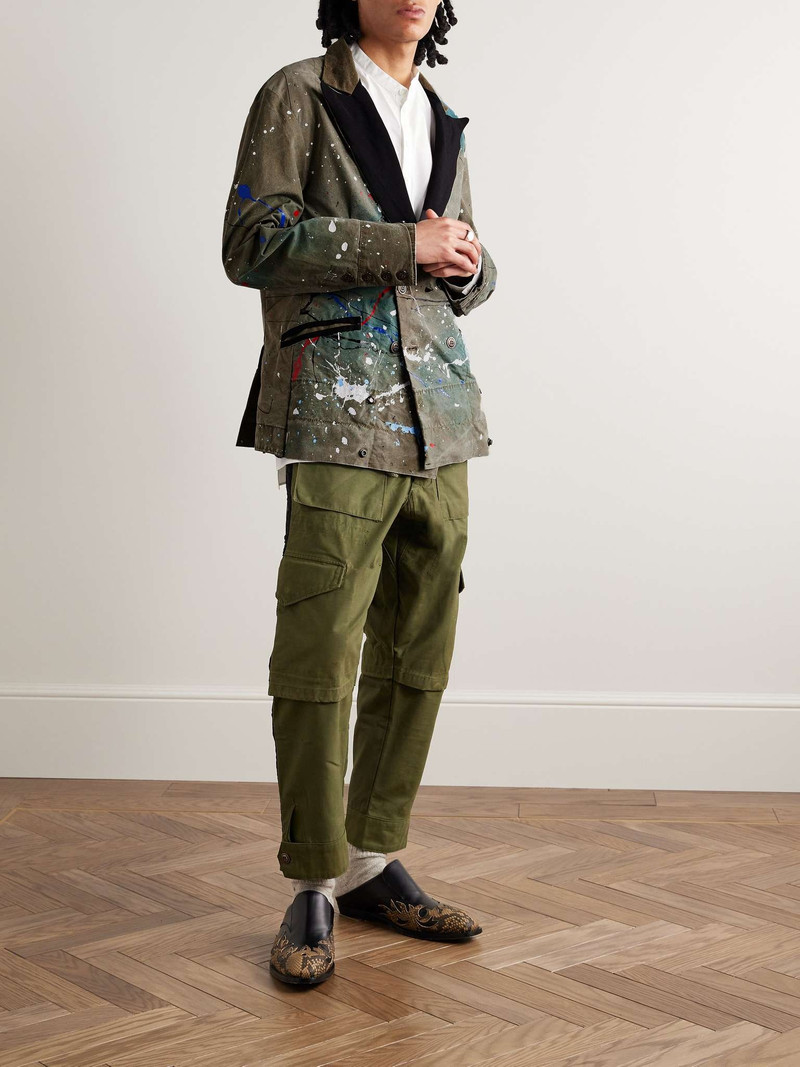 Greg Lauren Tent Nylon-Trimmed Paint-Splattered Cotton-Blend Blazer outlook