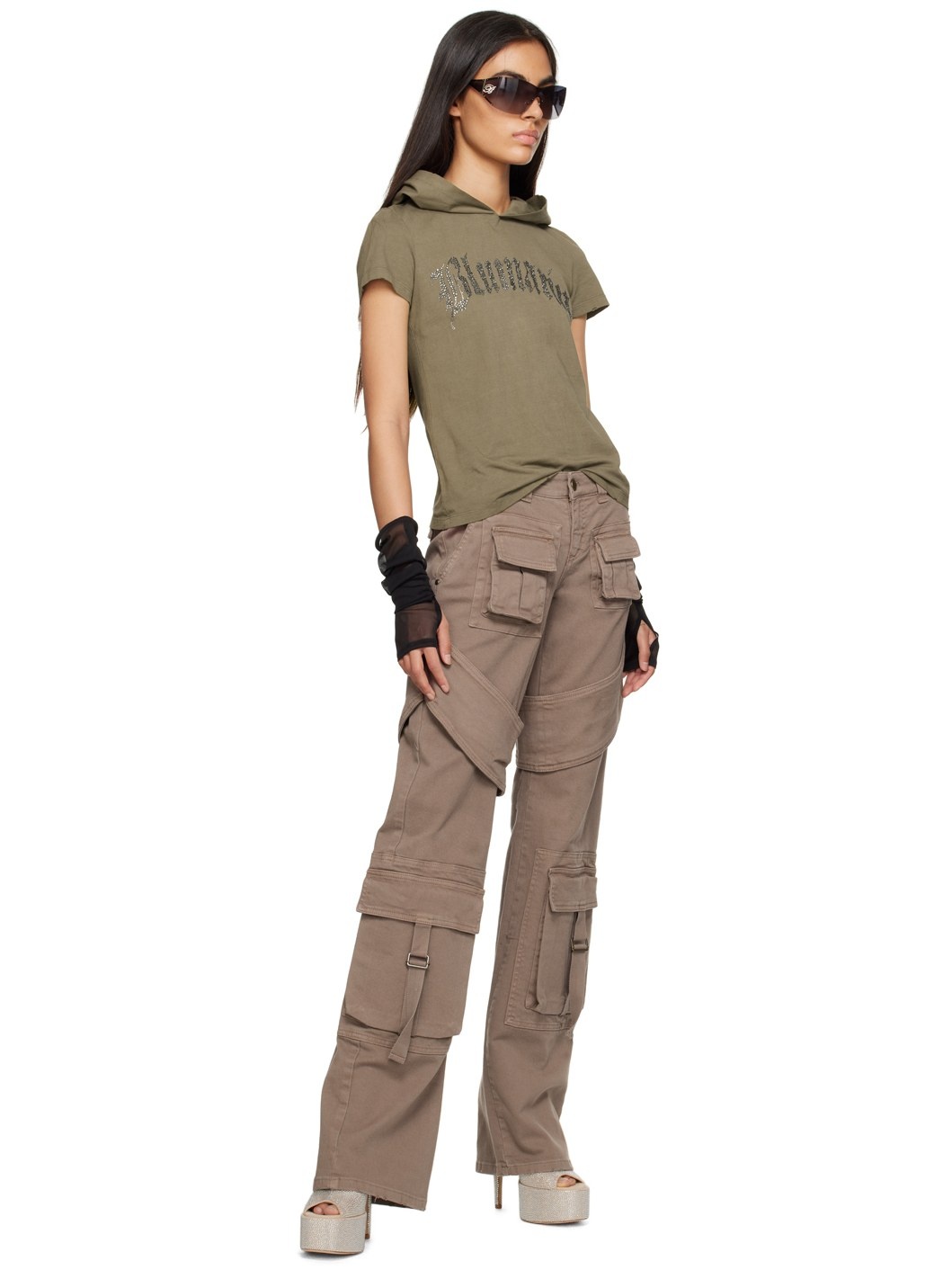 Taupe Denim Cargo Pants - 4