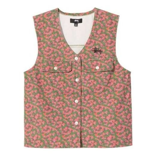 (WMNS) Stussy Sycamore Canvas Vest 'Flower' 215153 - 1