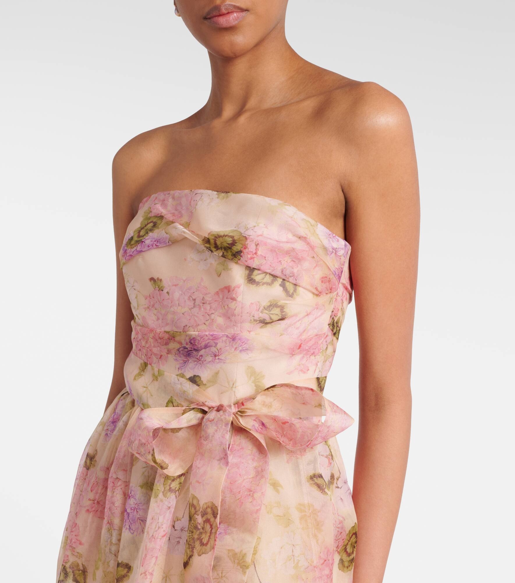 Lisetta floral silk organza bustier gown - 4