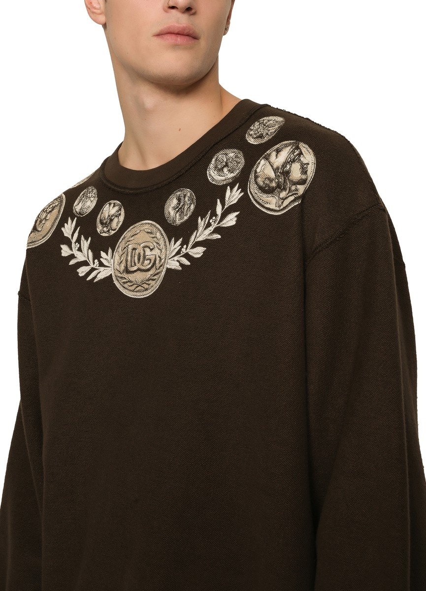 Reverse Jersey Sweatshirt with Coins Print - 4