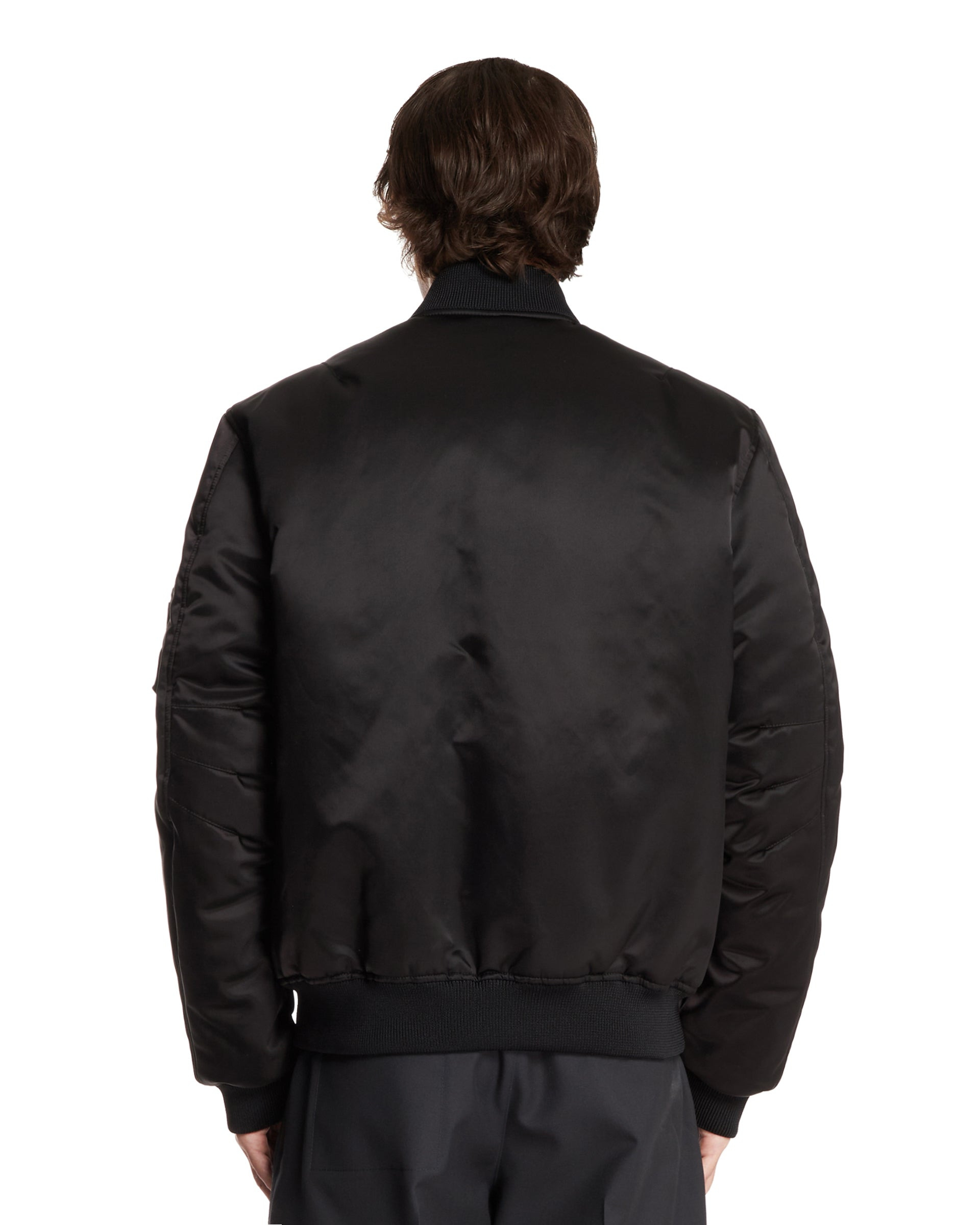 Black Nylon Canvas Bomber Jacket - 3