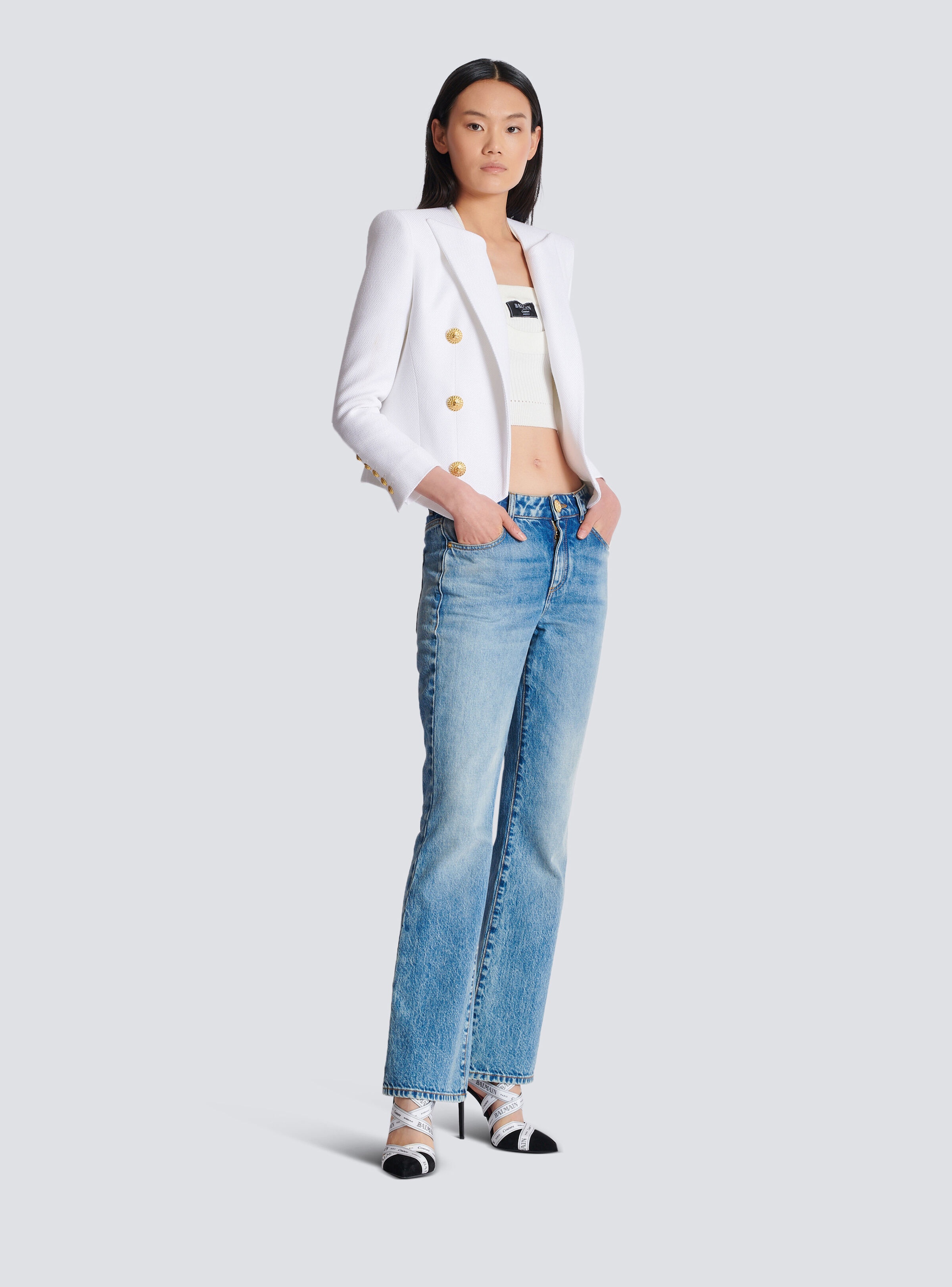 Cropped jacket with 6 buttons - 3
