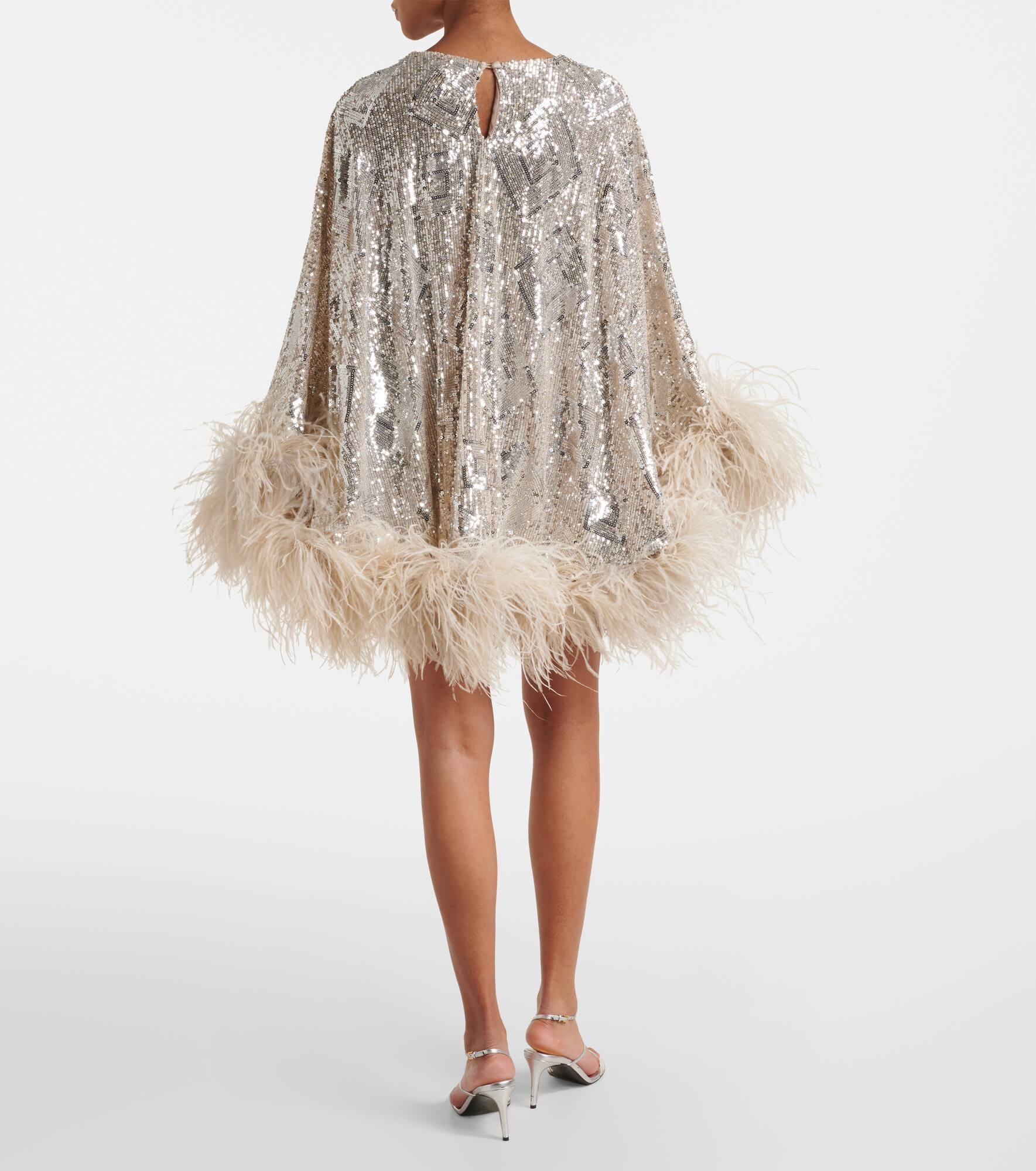 Nassau sequined feather-trimmed cape - 3