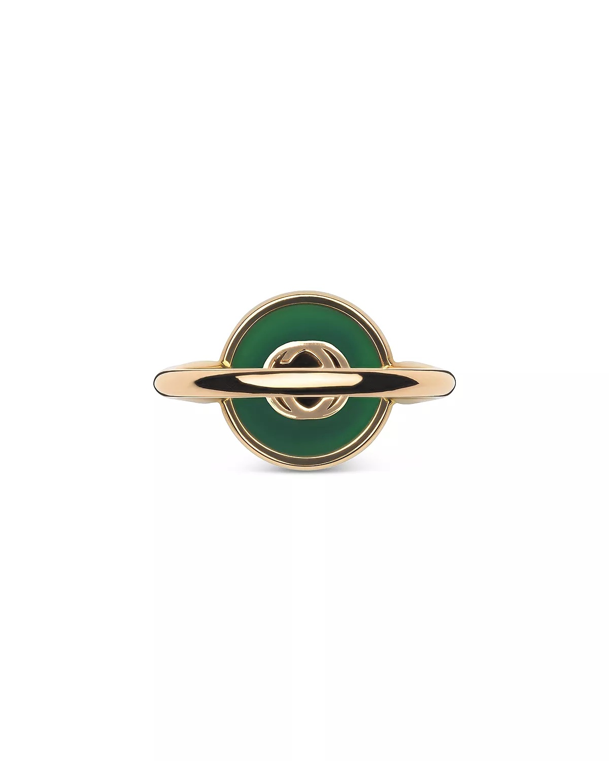 18K Rose Gold Interlocking Green Agate & Diamond Ring - 4