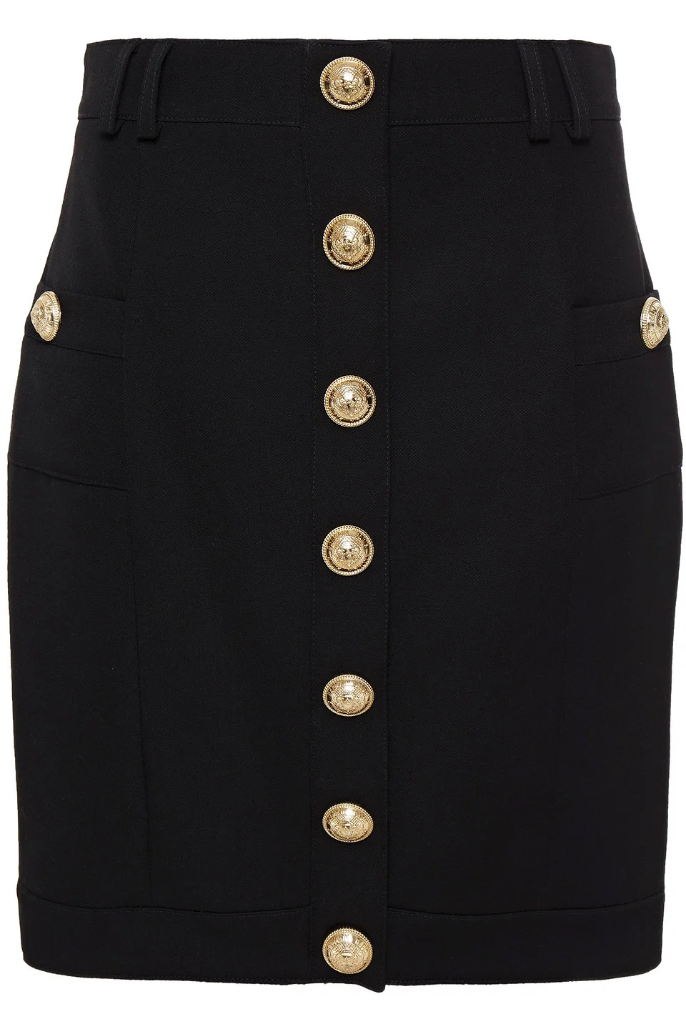 Button-embellished wool-twill mini skirt - 1