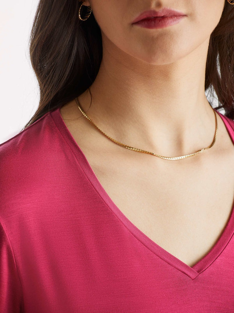 Women's V-Neck Sleep T-Shirt Lara Micro Modal Stretch Berry 5