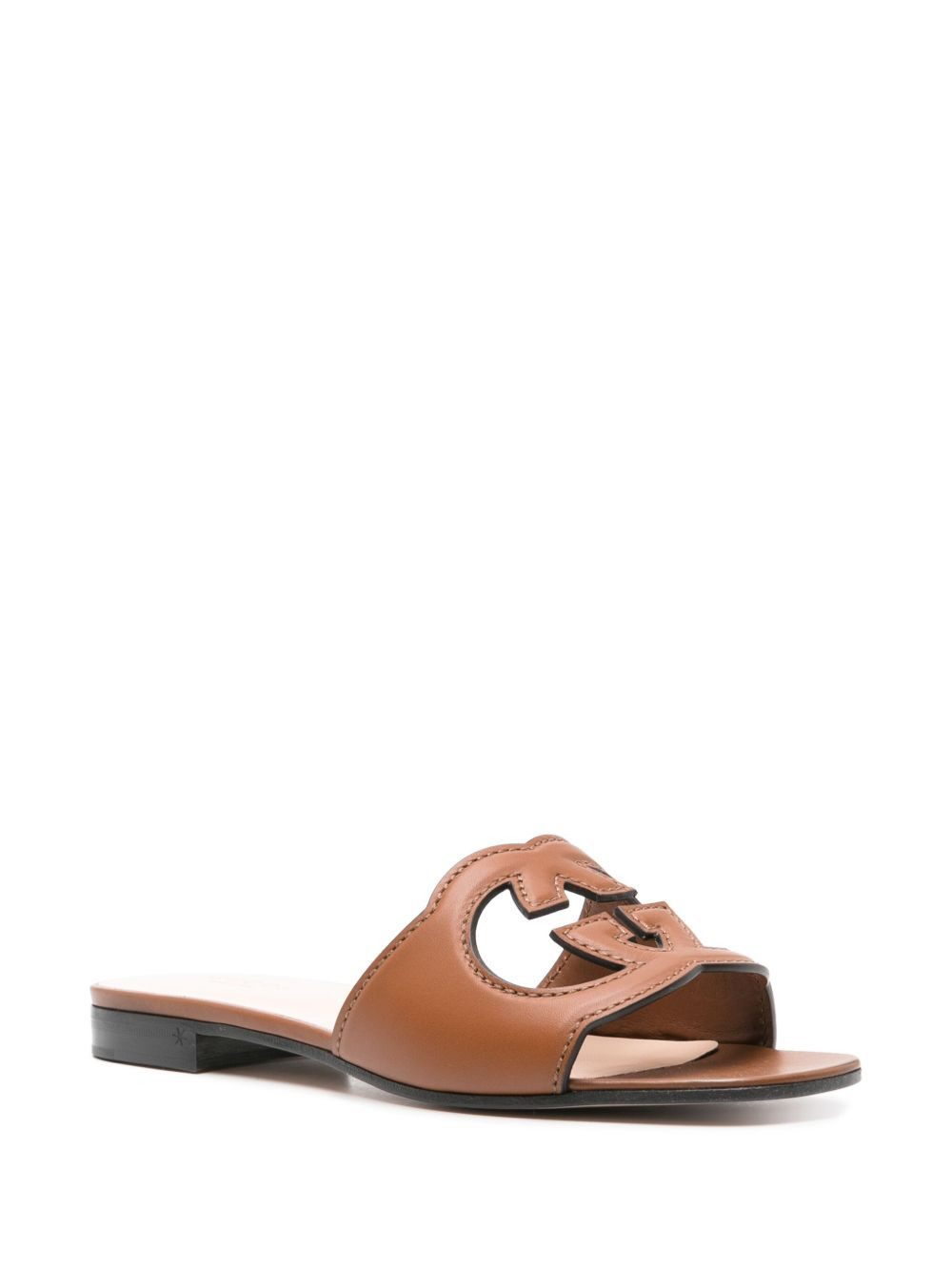 logo-cut out leather sandals - 2