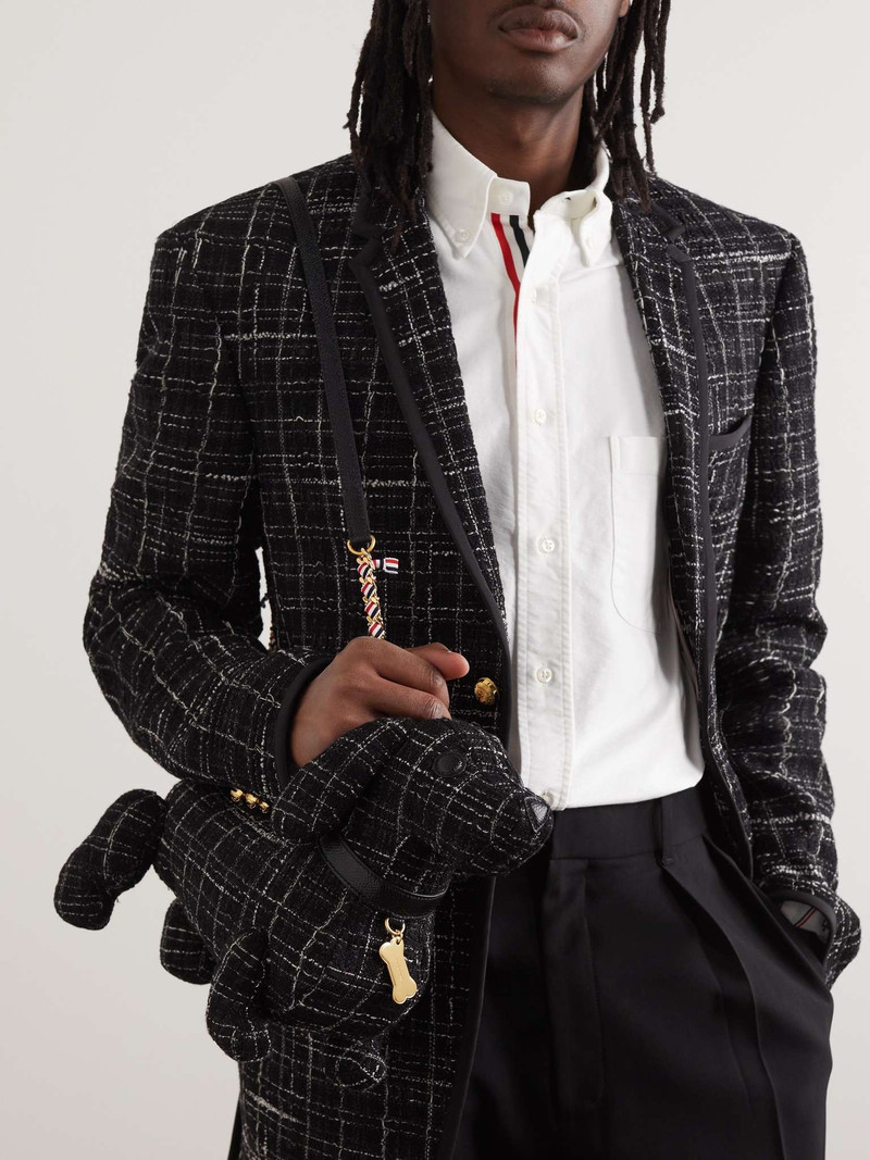 Thom Browne Hector Leather-Trimmed Tweed Messenger Bag outlook