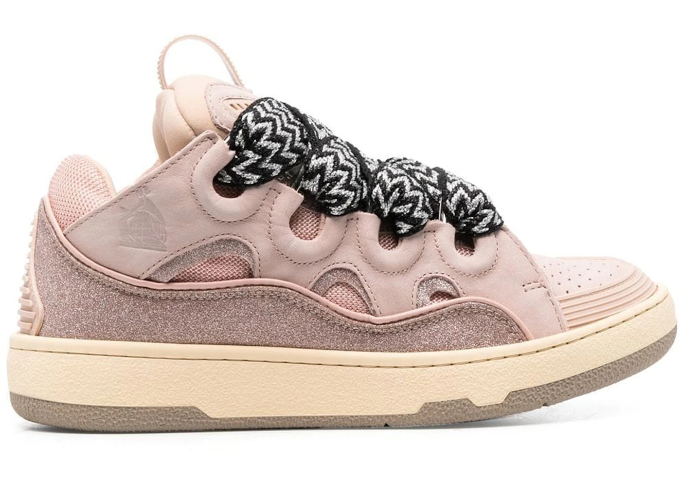 Lanvin Leather Curb Glitter Pale Pink Black White - 1