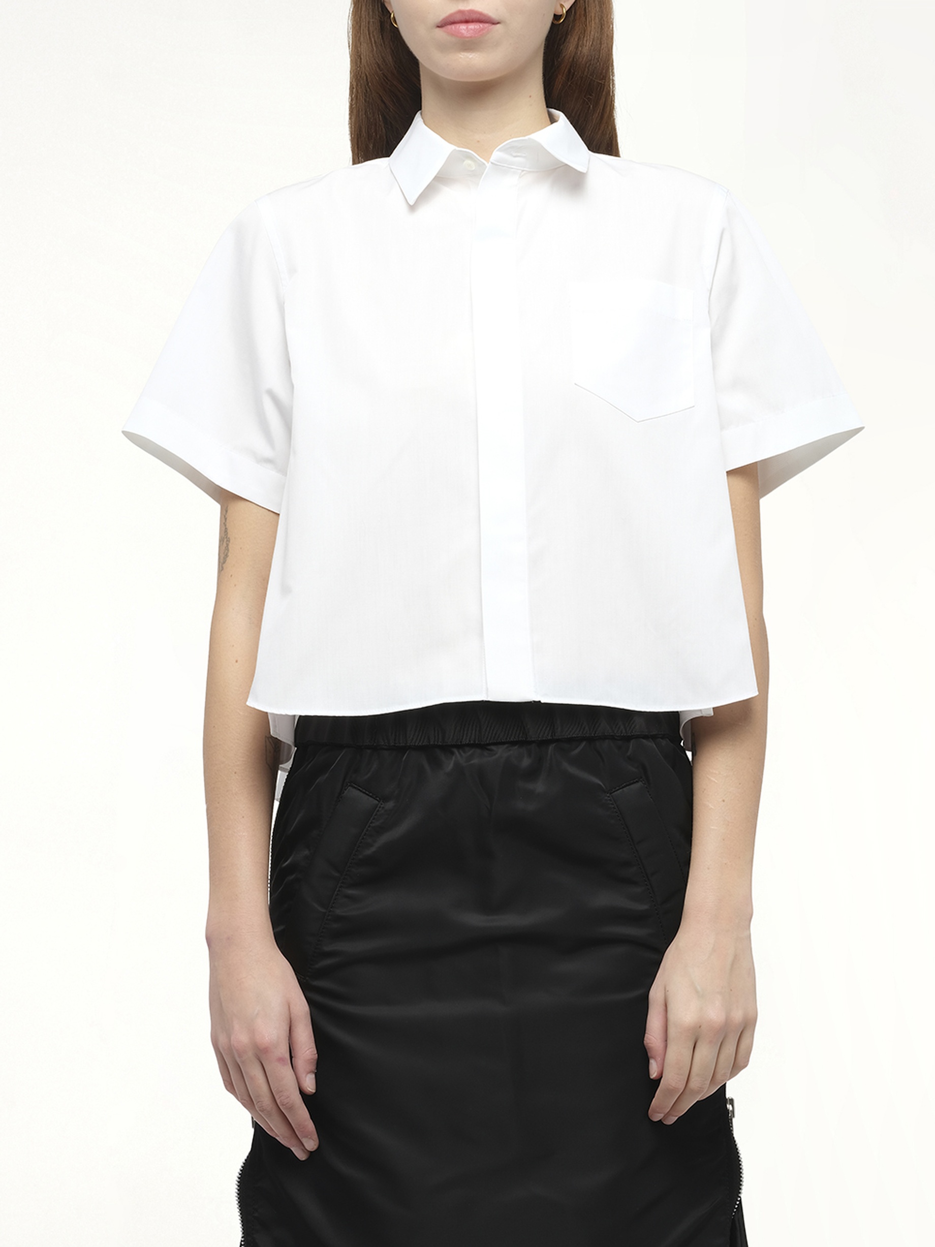 Frill Poplin Shirt in Off White - 1