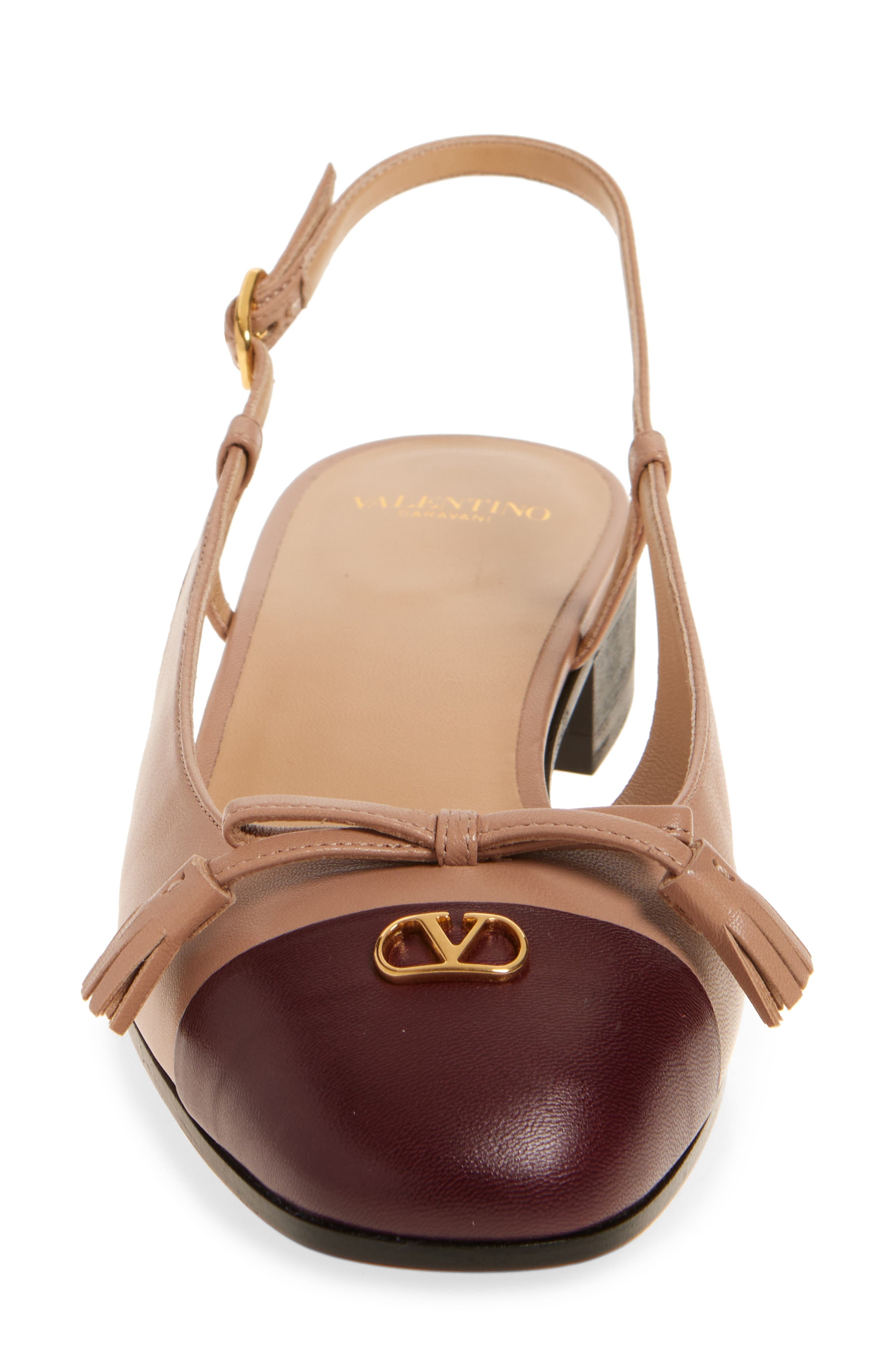 Valentino Garavani VLOGO Two-Tone Slingback Ballet Flat in Rose Cannelle/Dark Garnet at Nordstrom - 4
