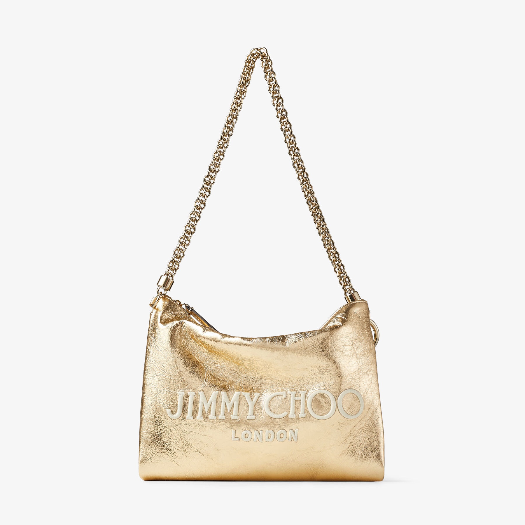 Callie Shoulder
Gold Metallic Nappa Shoulder Bag with Jimmy Choo Embroidery - 1