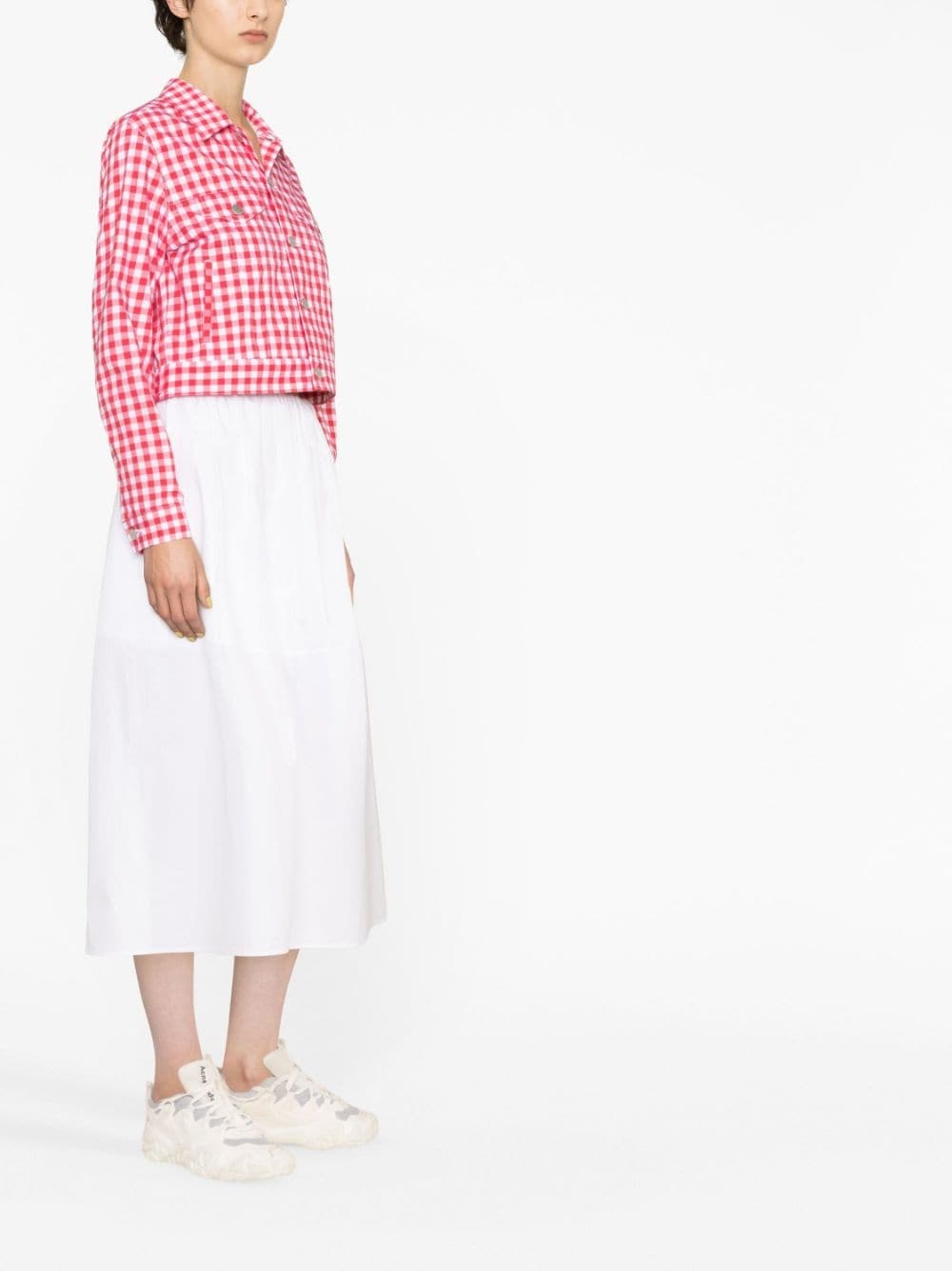 cropped gingham-check shirt jacket - 3