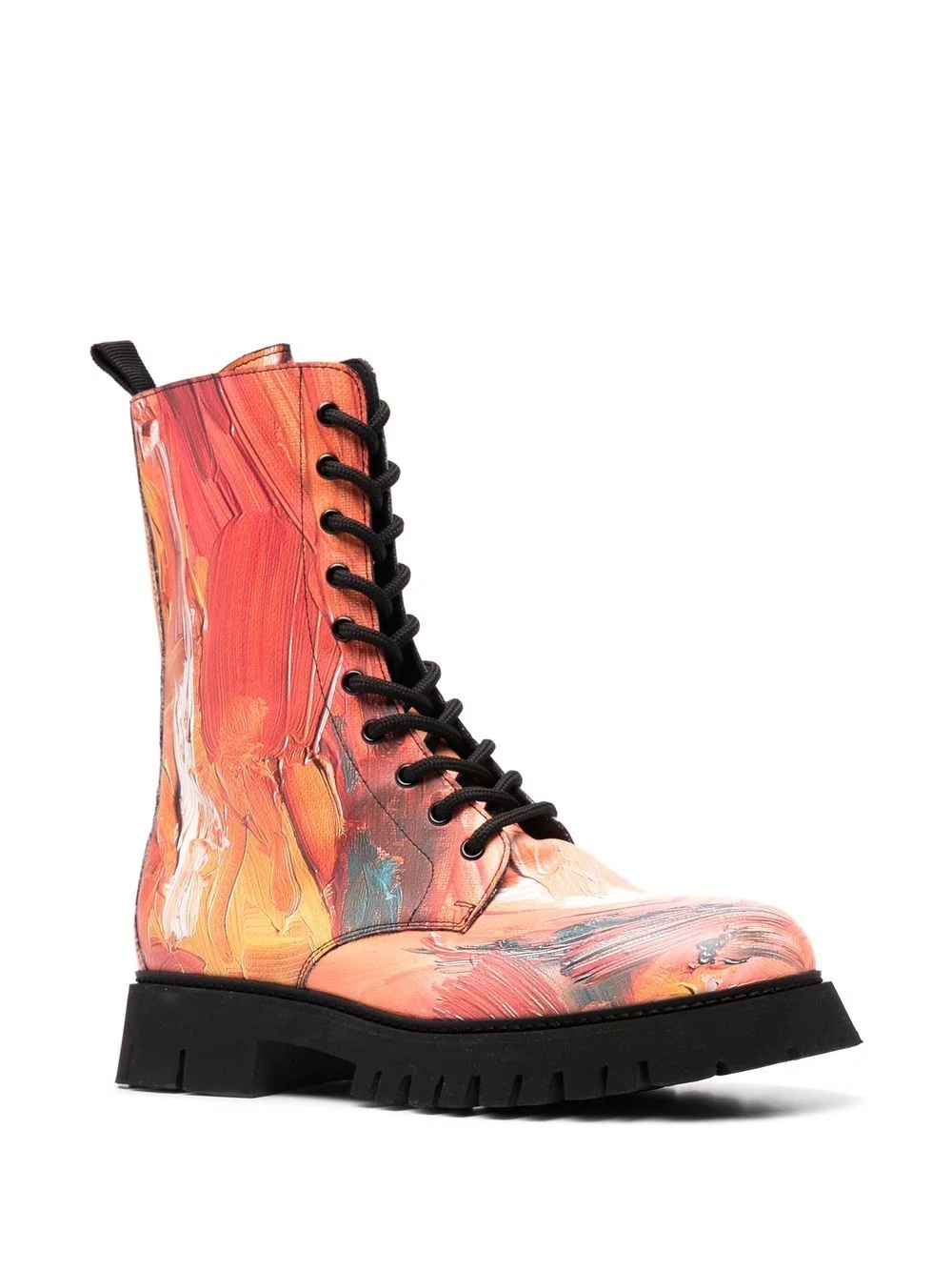 abstract-print combat boots - 2