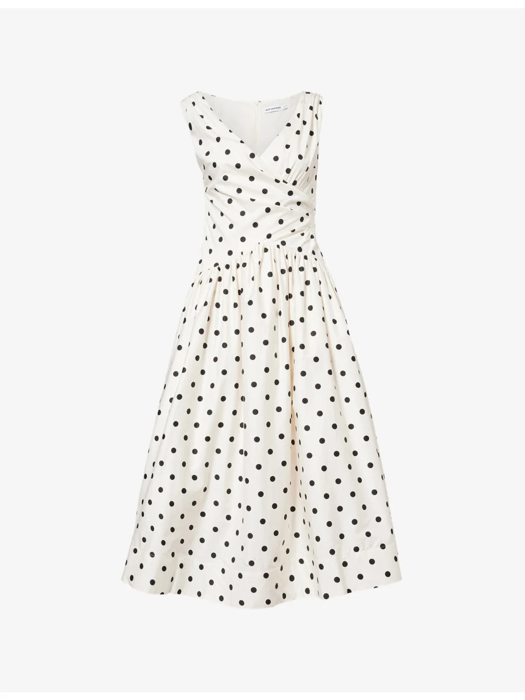 Polka Dot V-Neck Cotton-Poplin Midi Dress - 1