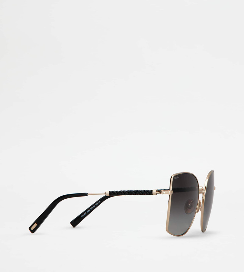 SUNGLASSES WITH TEMPLES IN LEATHER - GOLD 3