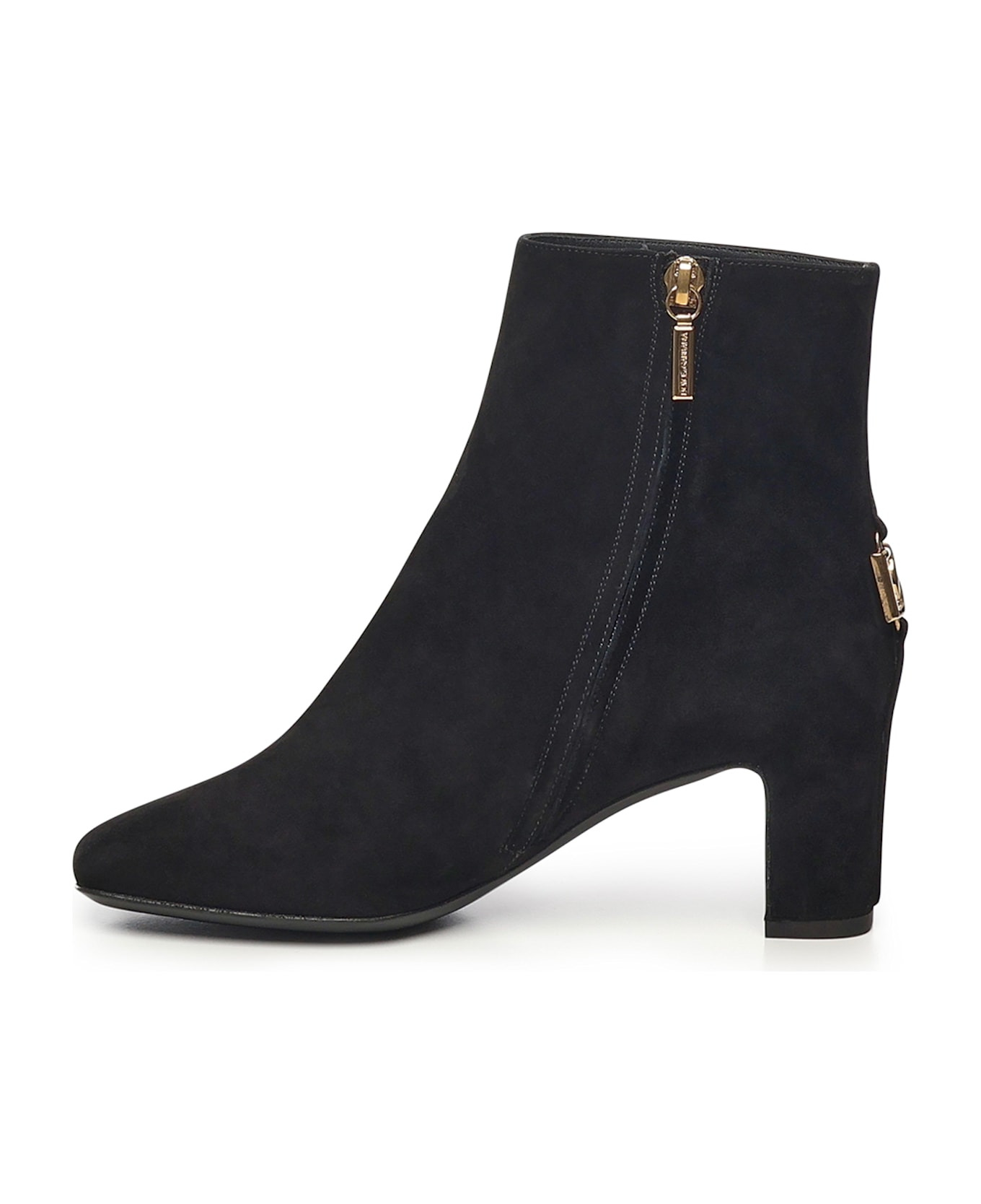 Black Ankle Boots With Dg Logo Plaque On The Back In Suede Woman - 4