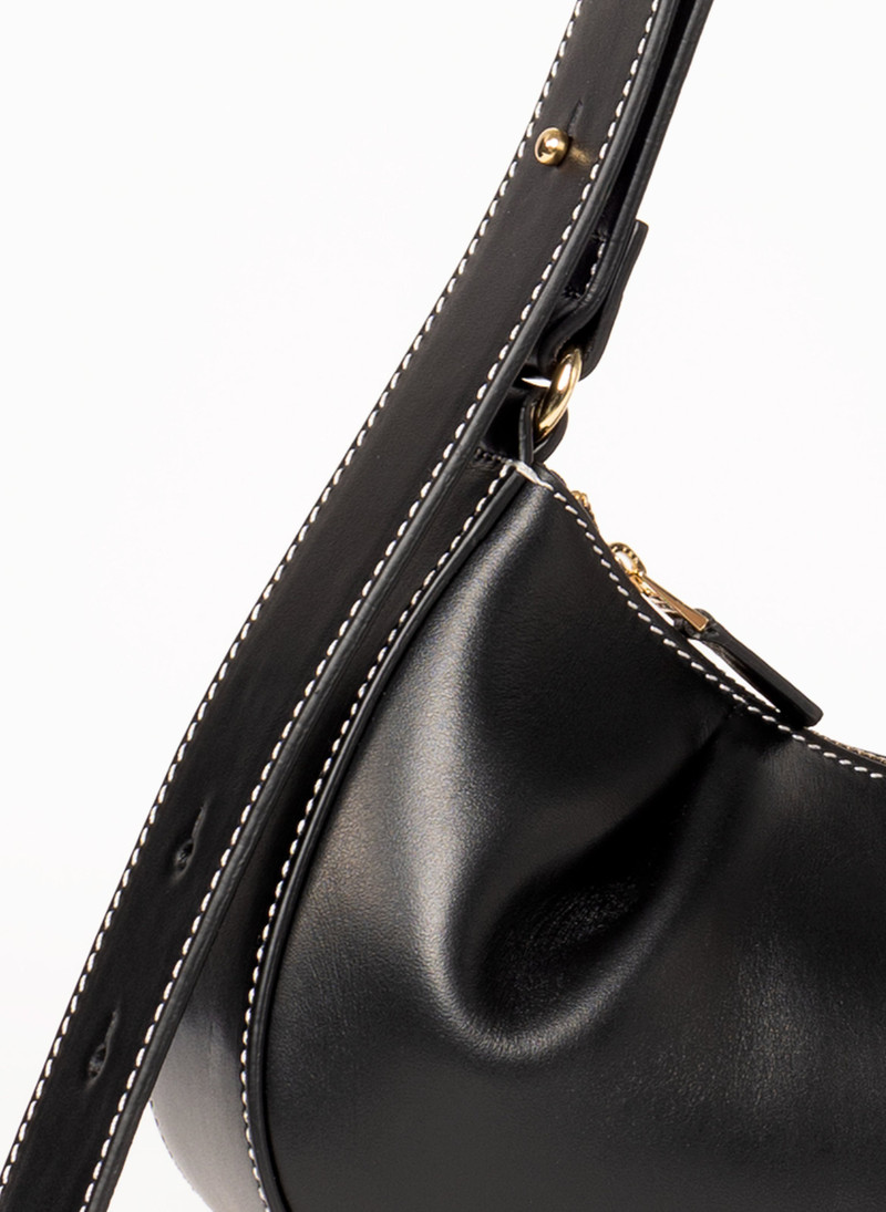 Dimple Moon Small Leather Black/ White Stitching 4
