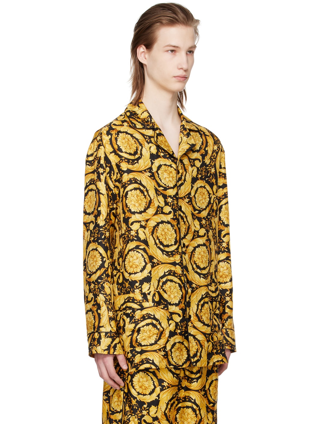 Black & Yellow Barocco Pyjama Shirt - 2